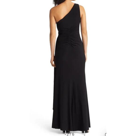 Vince Camuto New Womens One Shoulder Ruched Side Gown Dress Black 2 Classic Glam - Picture 6 of 15